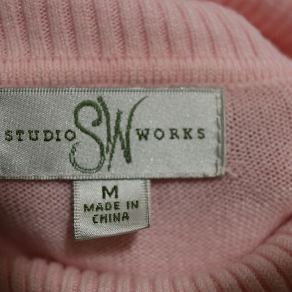 Studio Works Light Pink Turtle Neck Pullover Sweater Medium - Picture 9 of 11